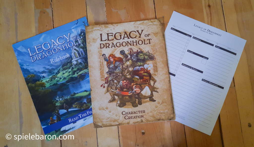 Legacy of Dragonholt, TabletopRPG, Choose your own adventure, Solo Spiel, Spielinhalt, Regelbuch, Charakter Erstellung, Charakter Sheet