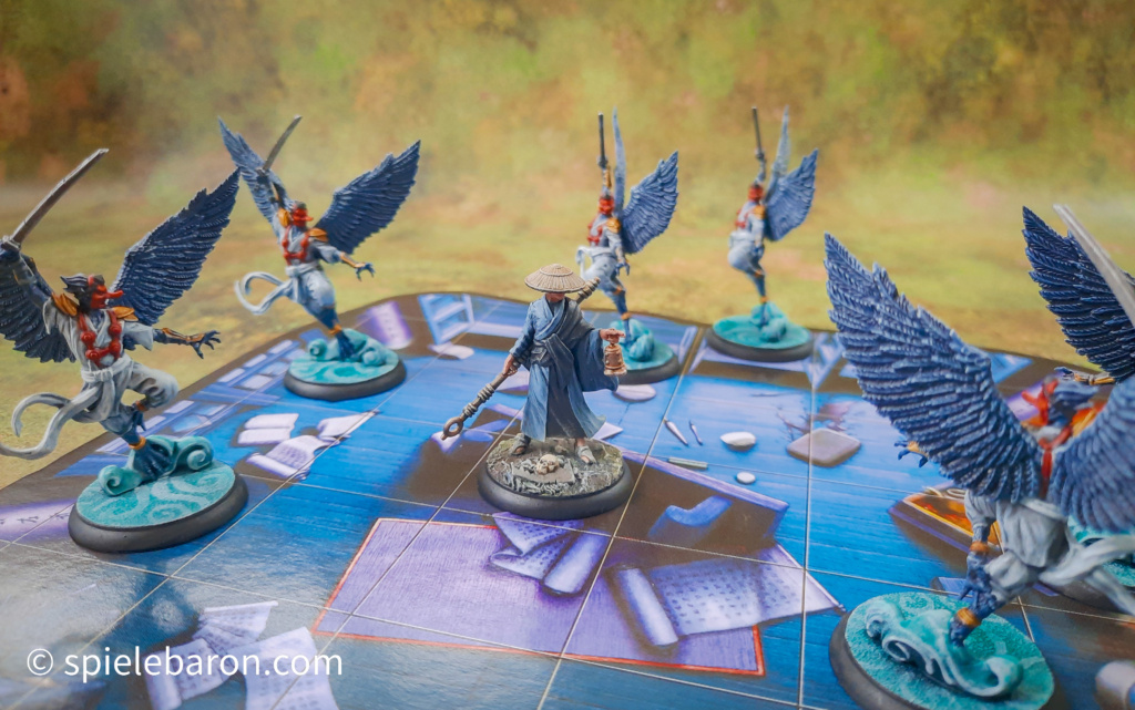 Shadows of Brimstone, Forbidden Fortress, FoFo, Traveling Monk vs Tengu, Miniatures, painted