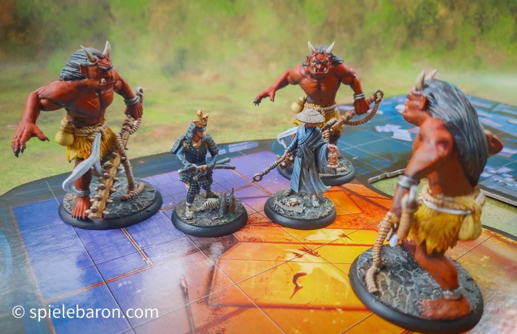 Shadows of Brimstone, Forbidden Fortress, FoFo, Samurai and Traveling Monk vs Oni, Miniatures, painted