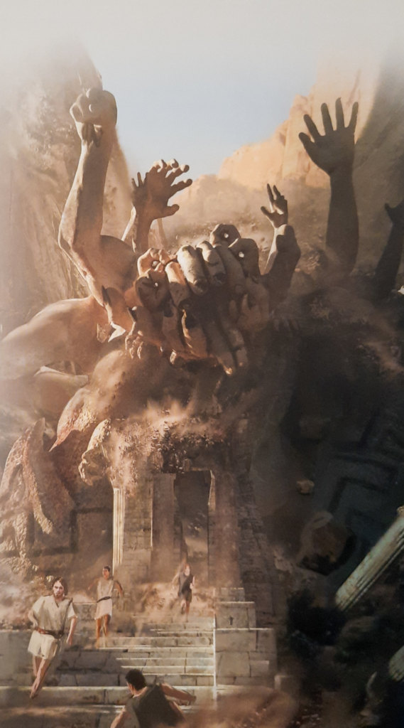 Foto aus dem Regelheft: Primordial Hekaton tramplet durch einen Tempel
