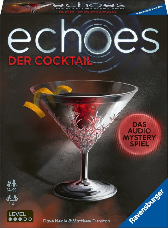 Bild des Covers der Spielschachtel des Audio-Mystery-Spiels Echoes: Der Cocktail