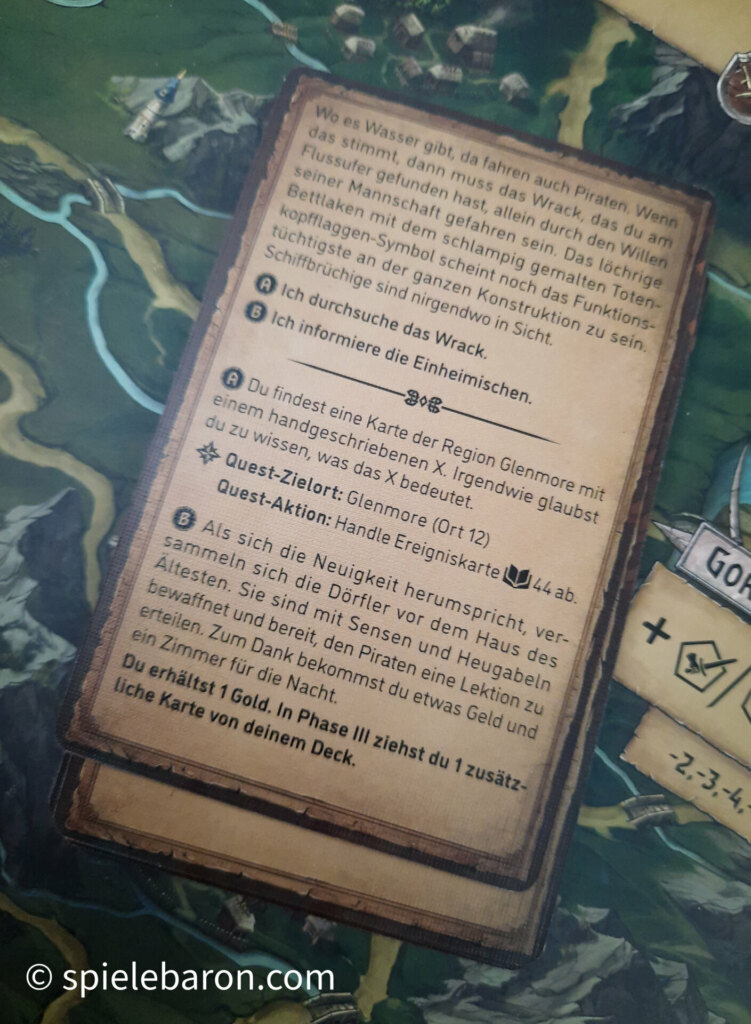 Foto The Witcher - Die alte Welt Brettspiel: Rückseite einer Begegnungskarte als Beispiel für deren Aufteilung